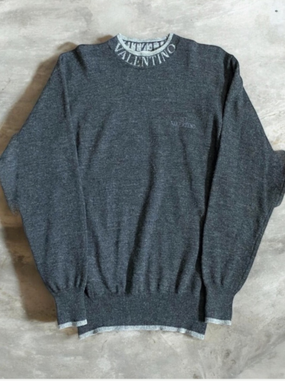 💯 Marino Wool Valentino Crew Neck Ling Sleeve Sweater Size S